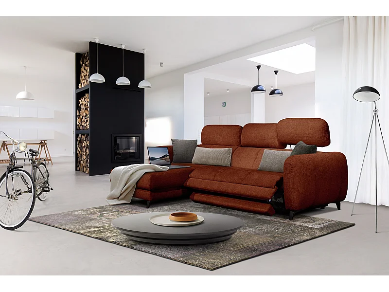 SVEN 3-Sitzer-Ecksofa, 1 Relax XL, verstellbare Kopfstützen, rot