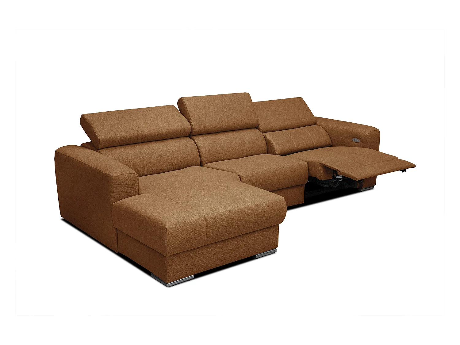 KARO 4-Sitzer-Ecksofa, 1 Relax, verstellbare Kopfstützen, orange