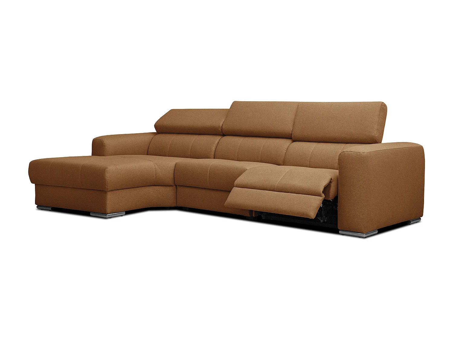 KARO 4-Sitzer-Ecksofa, 1 Relax, verstellbare Kopfstützen, orange