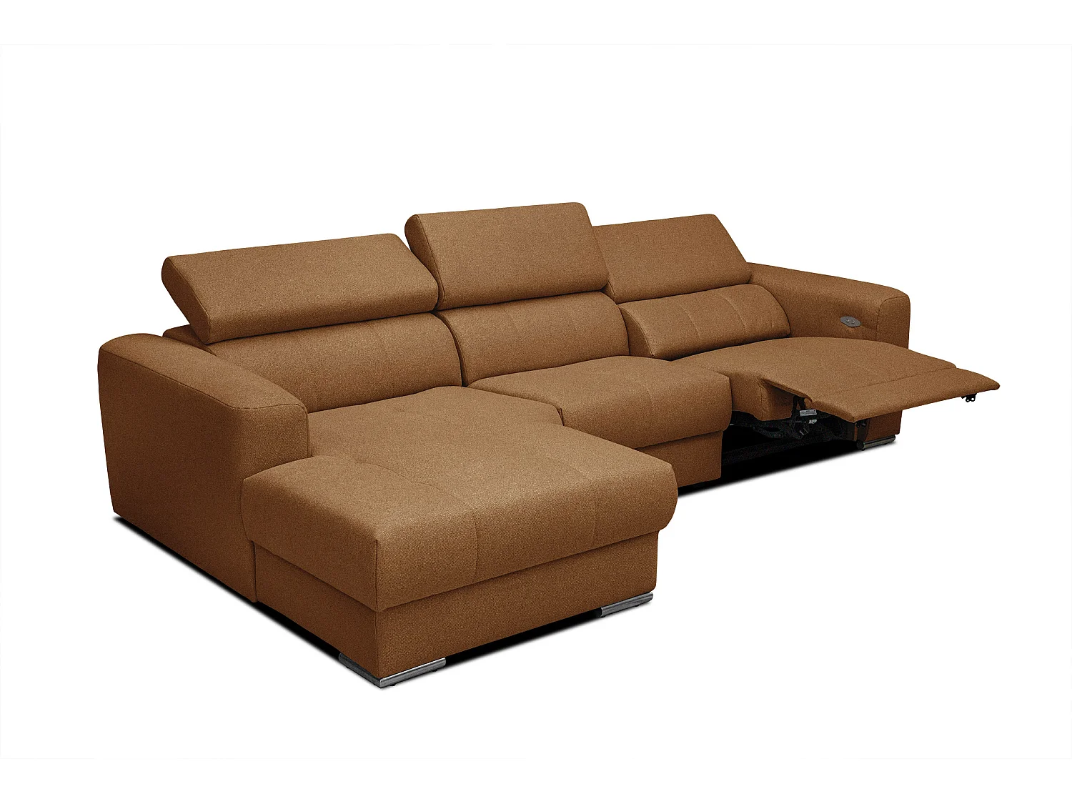 KARO 4-Sitzer-Ecksofa, 1 Relax, verstellbare Kopfstützen, orange