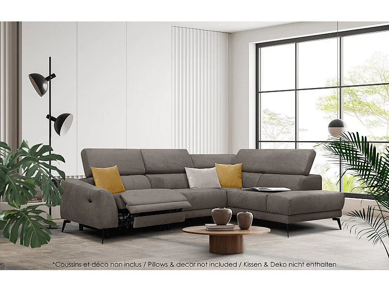 LARS 5-Sitzer-Ecksofa, 1 Relax, verstellbare Kopfstützen, taupe