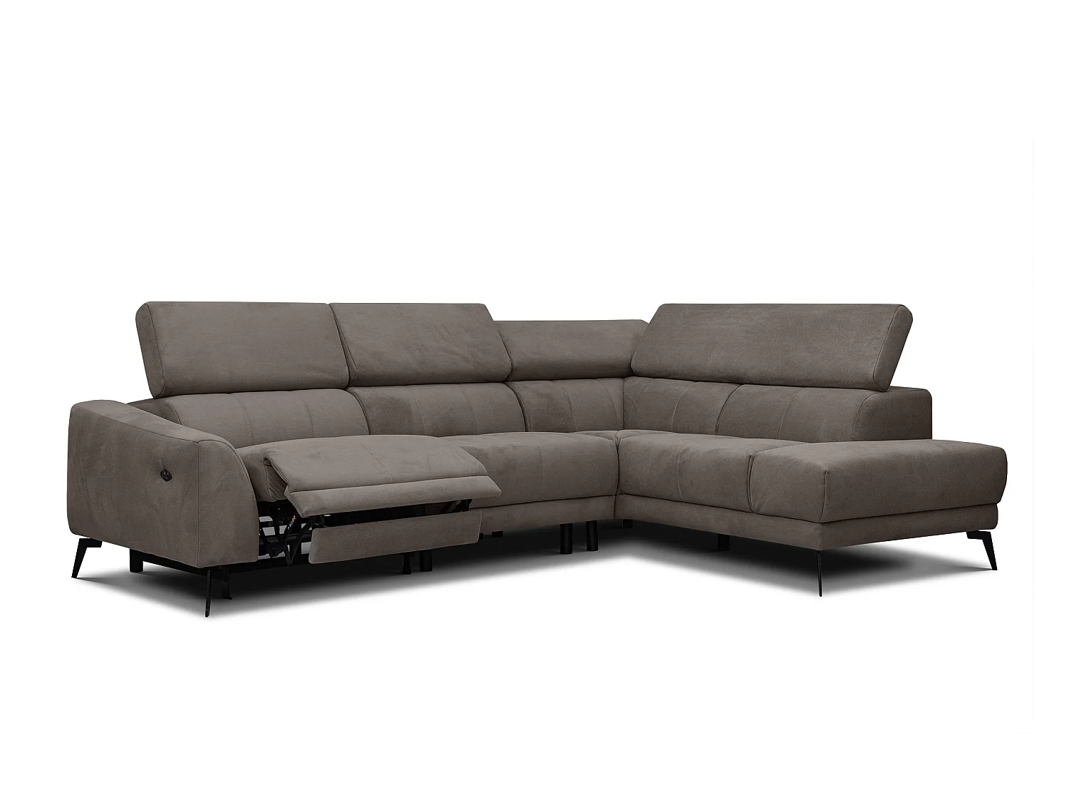 LARS 5-Sitzer-Ecksofa, 1 Relax, verstellbare Kopfstützen, taupe