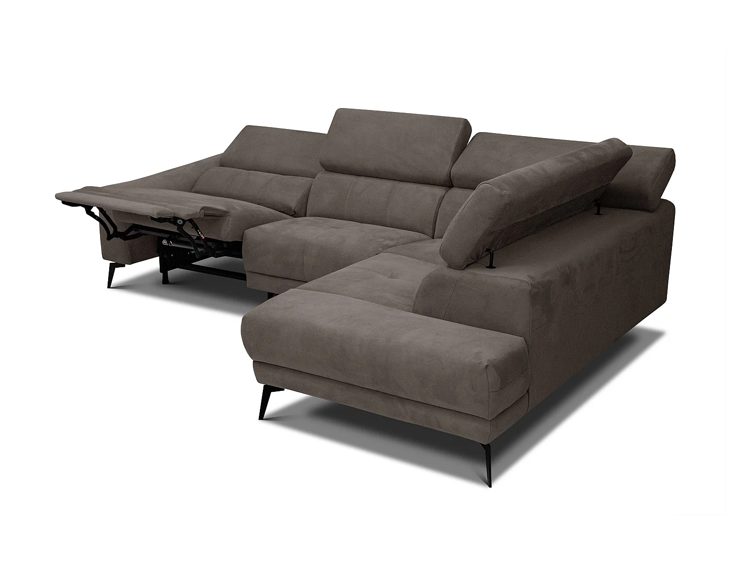 LARS 5-Sitzer-Ecksofa, 1 Relax, verstellbare Kopfstützen, taupe