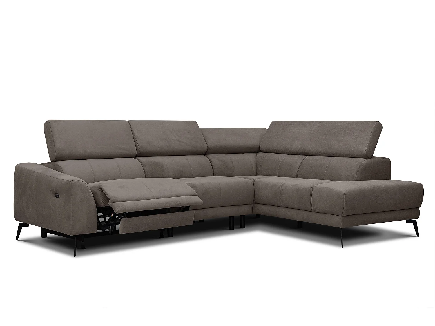 LARS 5-Sitzer-Ecksofa, 1 Relax, verstellbare Kopfstützen, taupe
