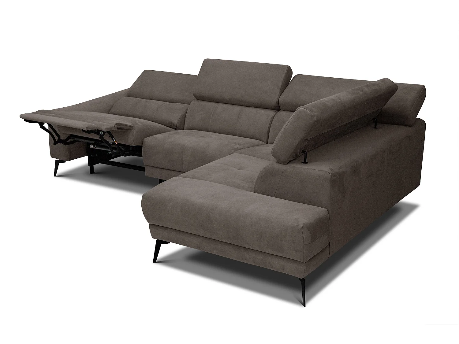 LARS 5-Sitzer-Ecksofa, 1 Relax, verstellbare Kopfstützen, taupe