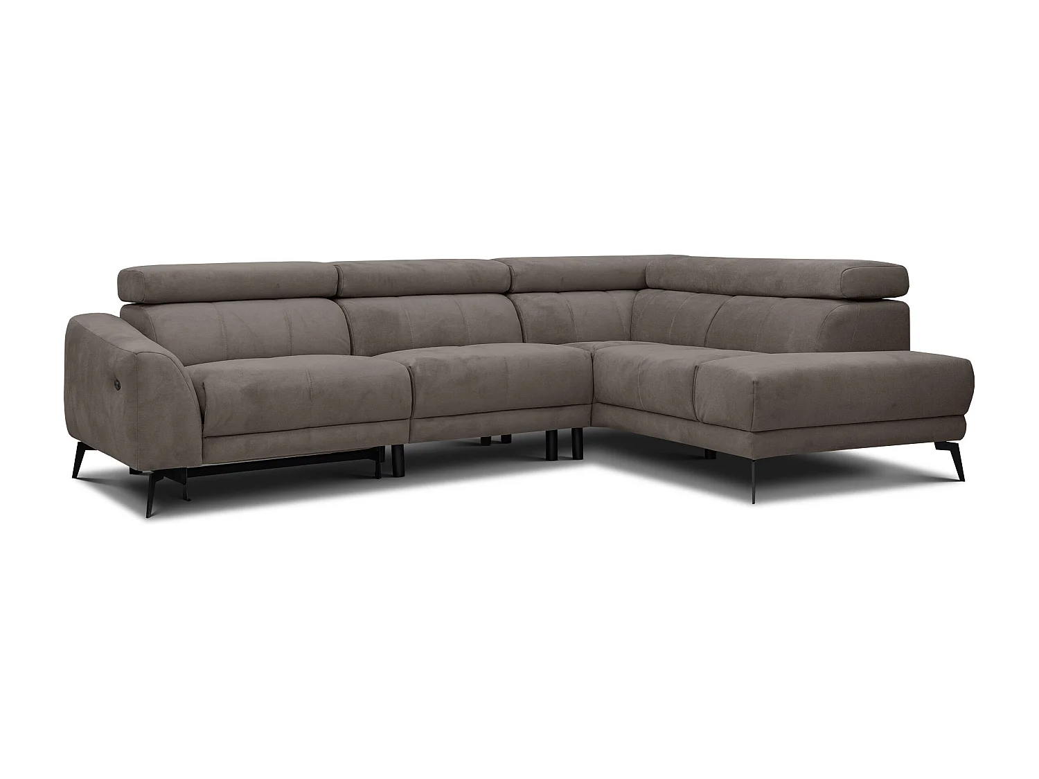 LARS 5-Sitzer-Ecksofa, 1 Relax, verstellbare Kopfstützen, taupe