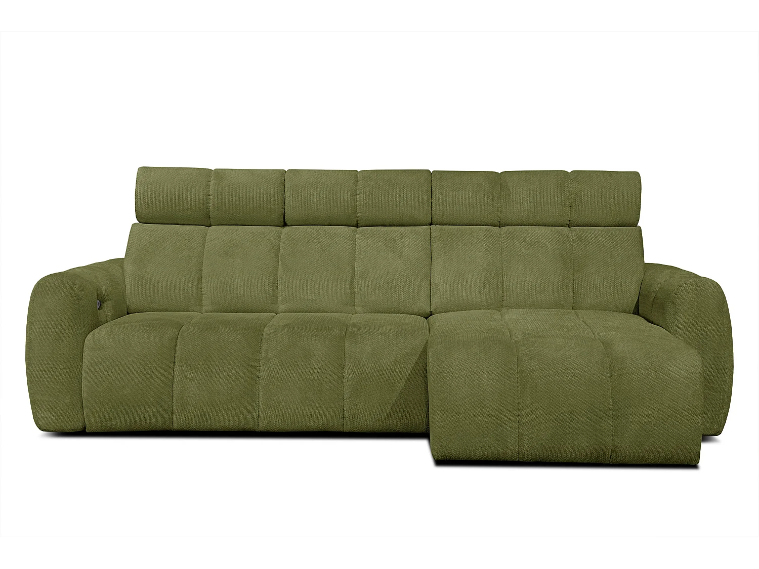 KIMI 3-Sitzer-Ecksofa, ausziehbarer Sitz, verstellbare Kopfstützen, olivgrün