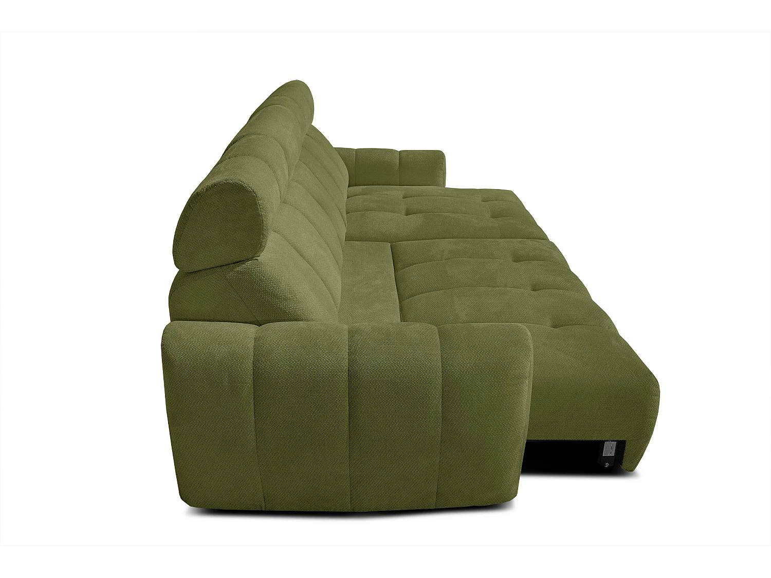 KIMI 3-Sitzer-Ecksofa, ausziehbarer Sitz, verstellbare Kopfstützen, olivgrün