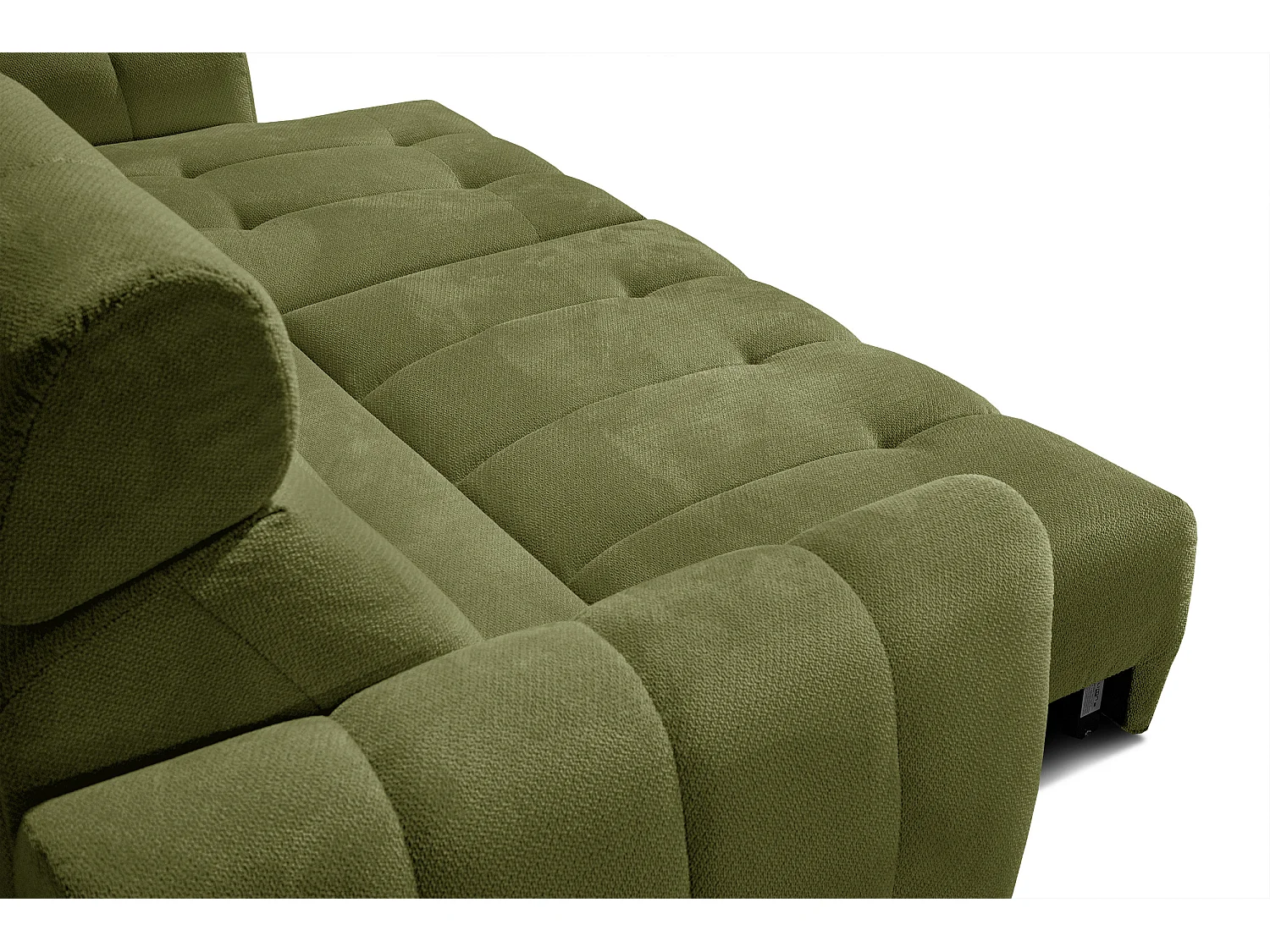 KIMI 3-Sitzer-Ecksofa, ausziehbarer Sitz, verstellbare Kopfstützen, olivgrün