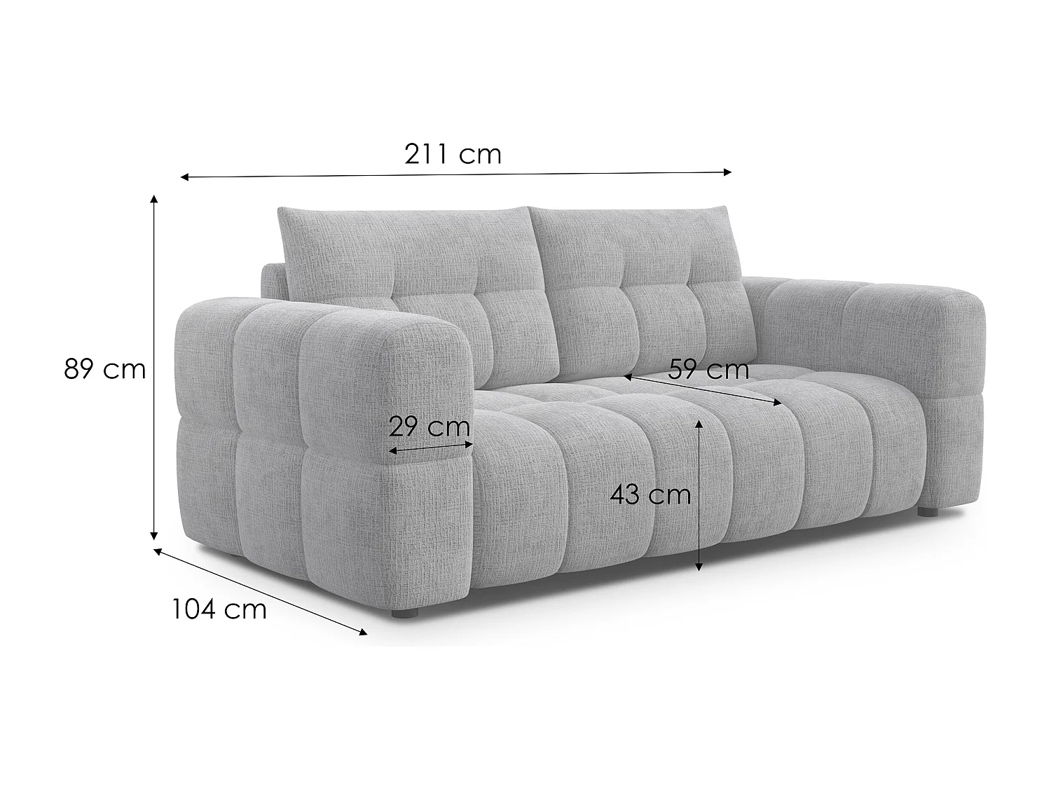 CLOUDI 2,5-Sitzer-Sofa, creme