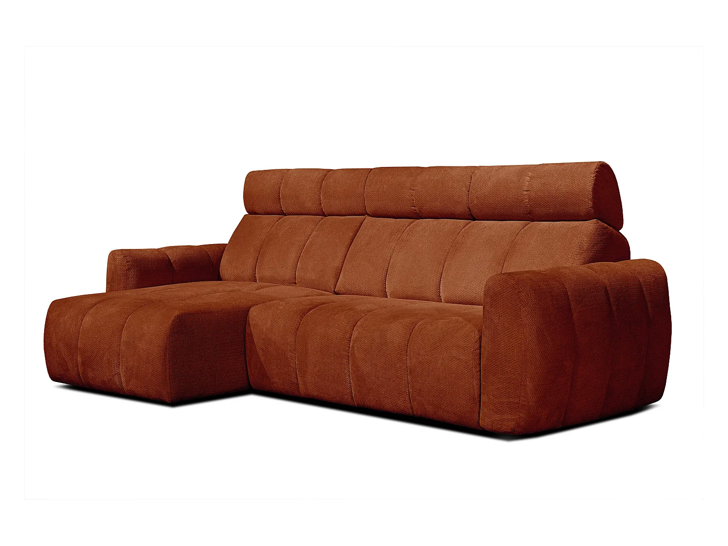 KIMI 3-Sitzer-Ecksofa, links, ausziehbarer Sitz, verstellbare Kopfstützen, rot