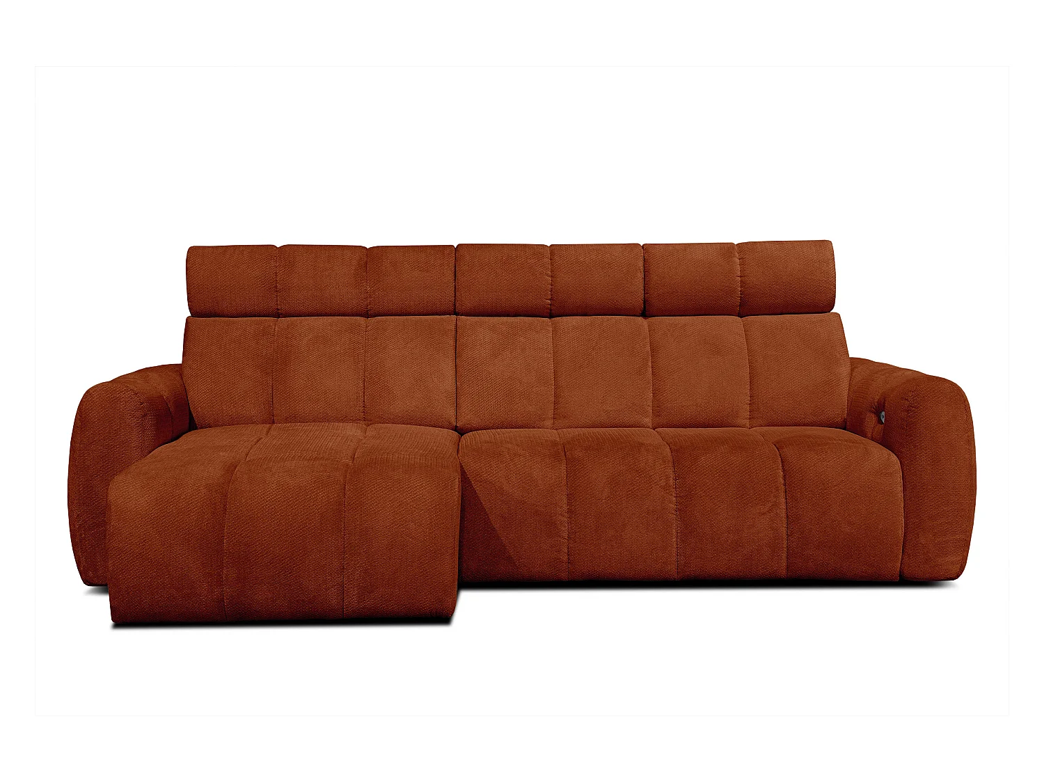 KIMI 3-Sitzer-Ecksofa, links, ausziehbarer Sitz, verstellbare Kopfstützen, rot