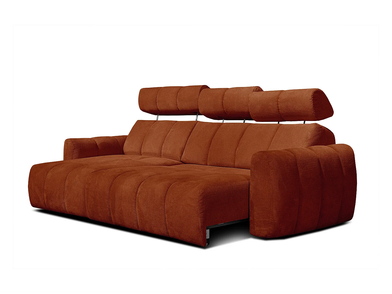 KIMI 3-Sitzer-Ecksofa, links, ausziehbarer Sitz, verstellbare Kopfstützen, rot