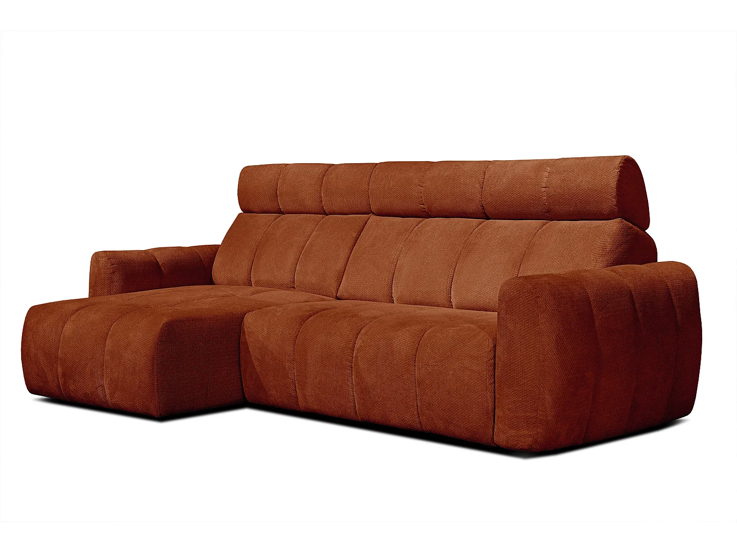 KIMI 3-Sitzer-Ecksofa, links, ausziehbarer Sitz, verstellbare Kopfstützen, rot