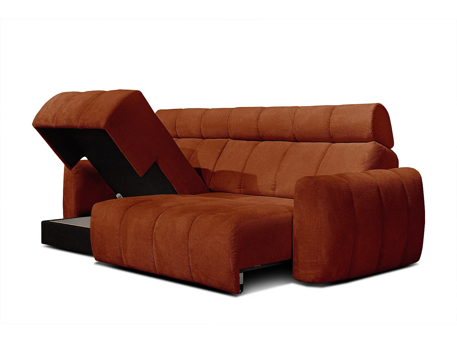 KIMI 3-Sitzer-Ecksofa, links, ausziehbarer Sitz, verstellbare Kopfstützen, rot