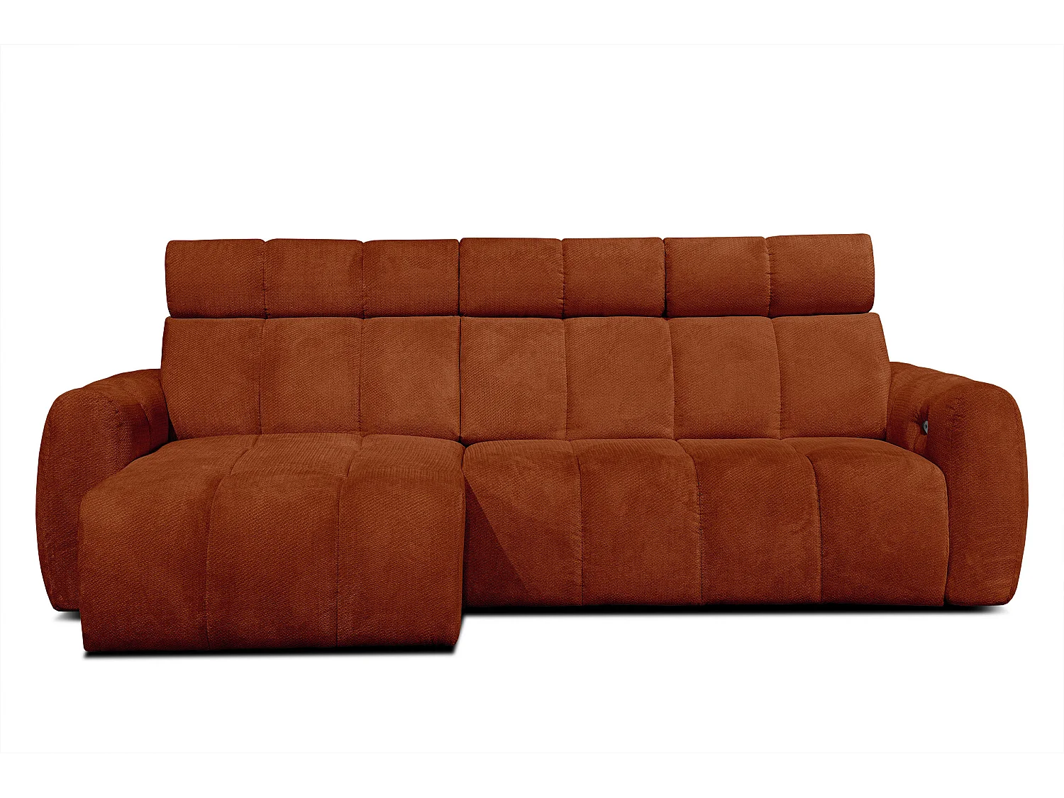 KIMI 3-Sitzer-Ecksofa, links, ausziehbarer Sitz, verstellbare Kopfstützen, rot