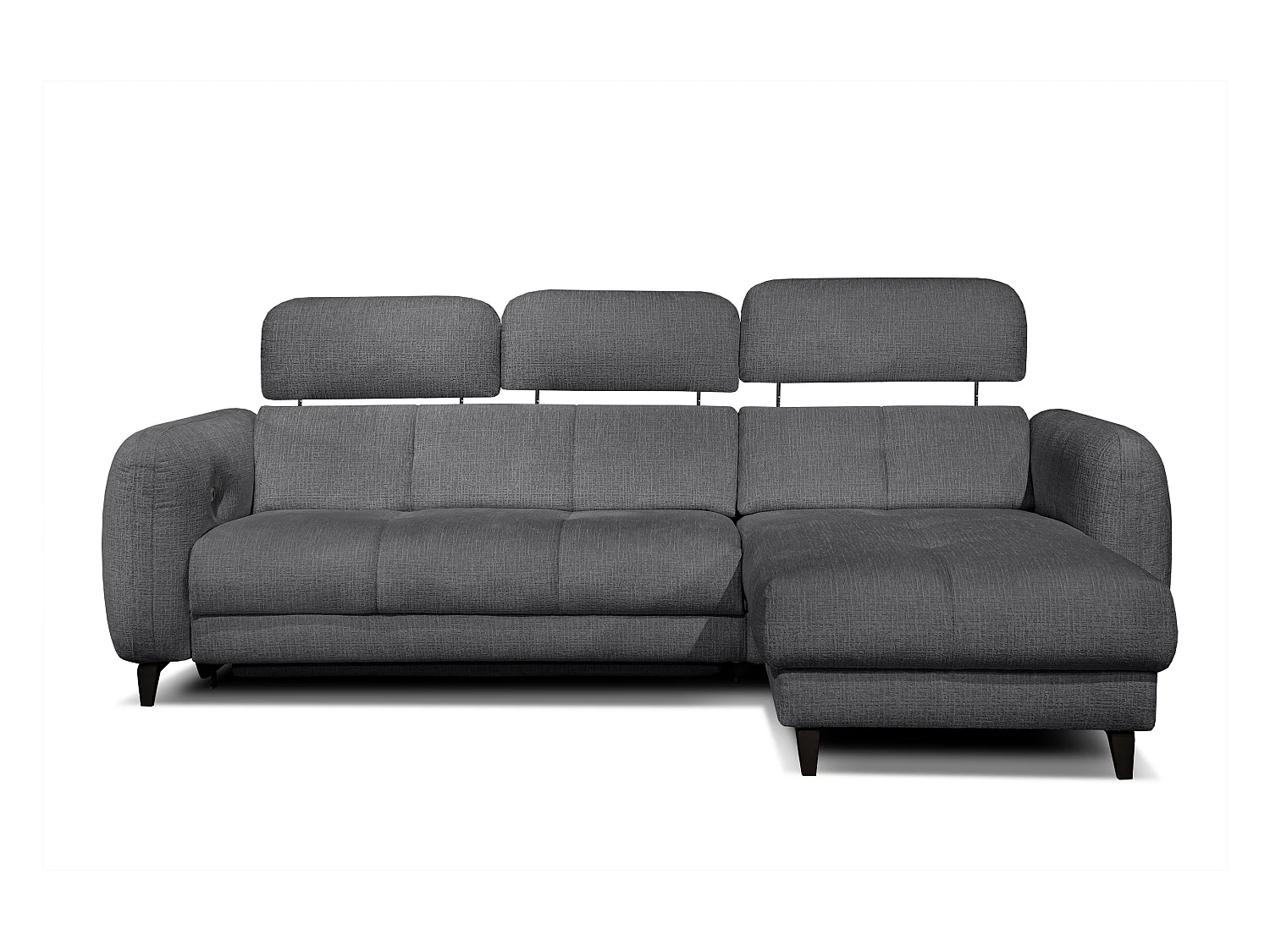 SVEN 3-Sitzer-Ecksofa, 1 Relax XL verstellbare Kopfstützen, dunkelgrau