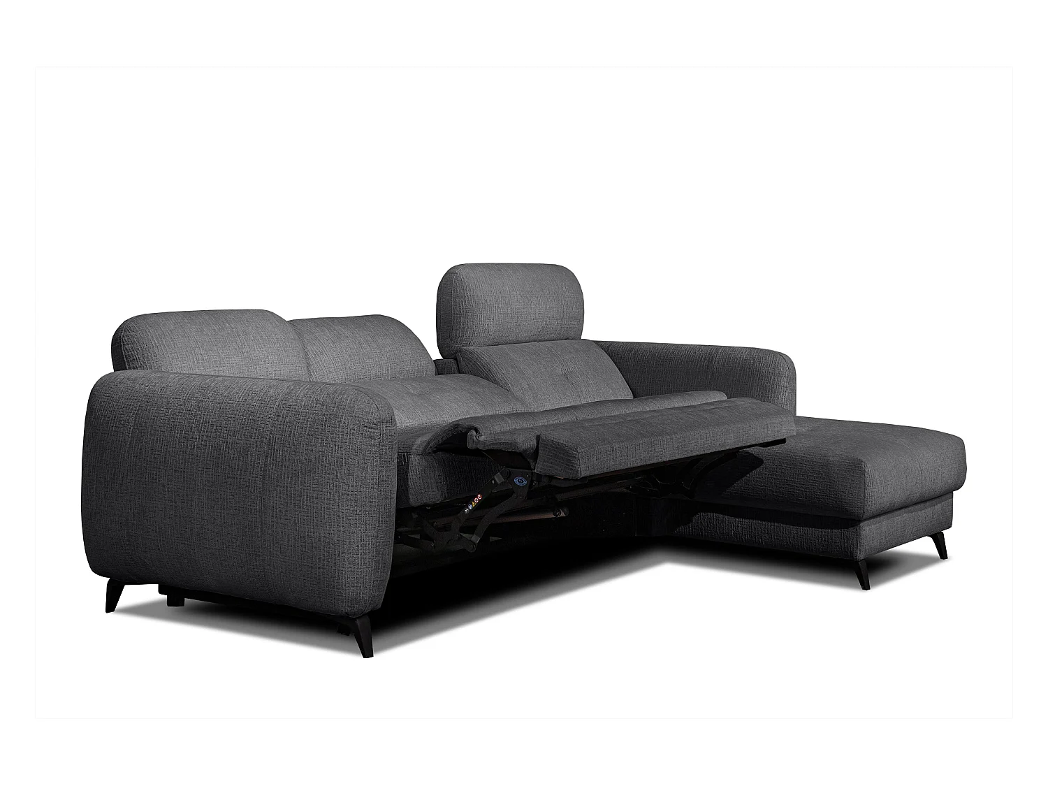 SVEN 3-Sitzer-Ecksofa, 1 Relax XL verstellbare Kopfstützen, dunkelgrau