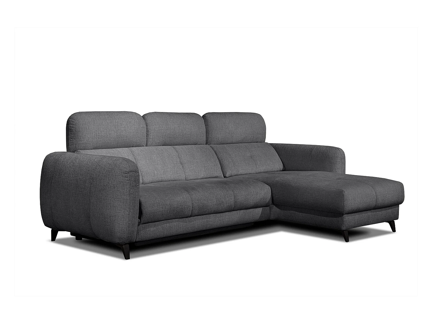 SVEN 3-Sitzer-Ecksofa, 1 Relax XL verstellbare Kopfstützen, dunkelgrau