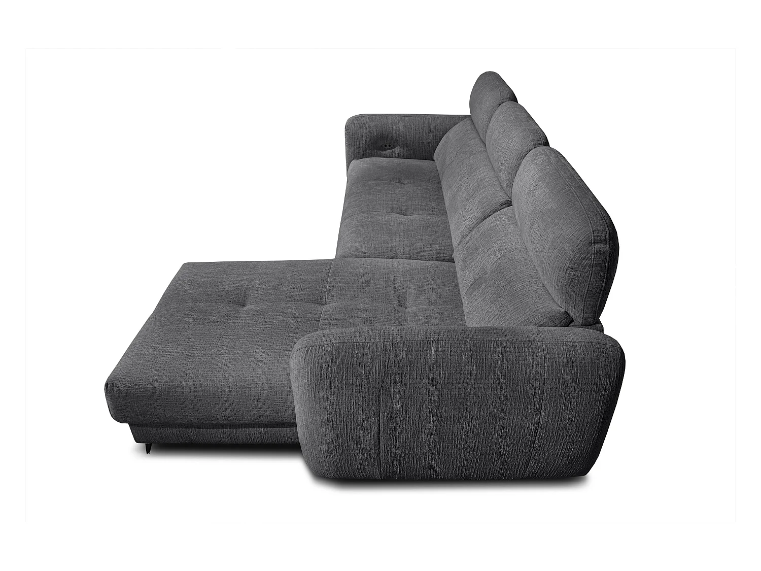 SVEN 3-Sitzer-Ecksofa, 1 Relax XL verstellbare Kopfstützen, dunkelgrau