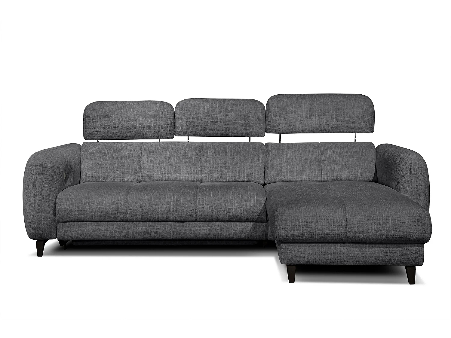 SVEN 3-Sitzer-Ecksofa, 1 Relax XL verstellbare Kopfstützen, dunkelgrau