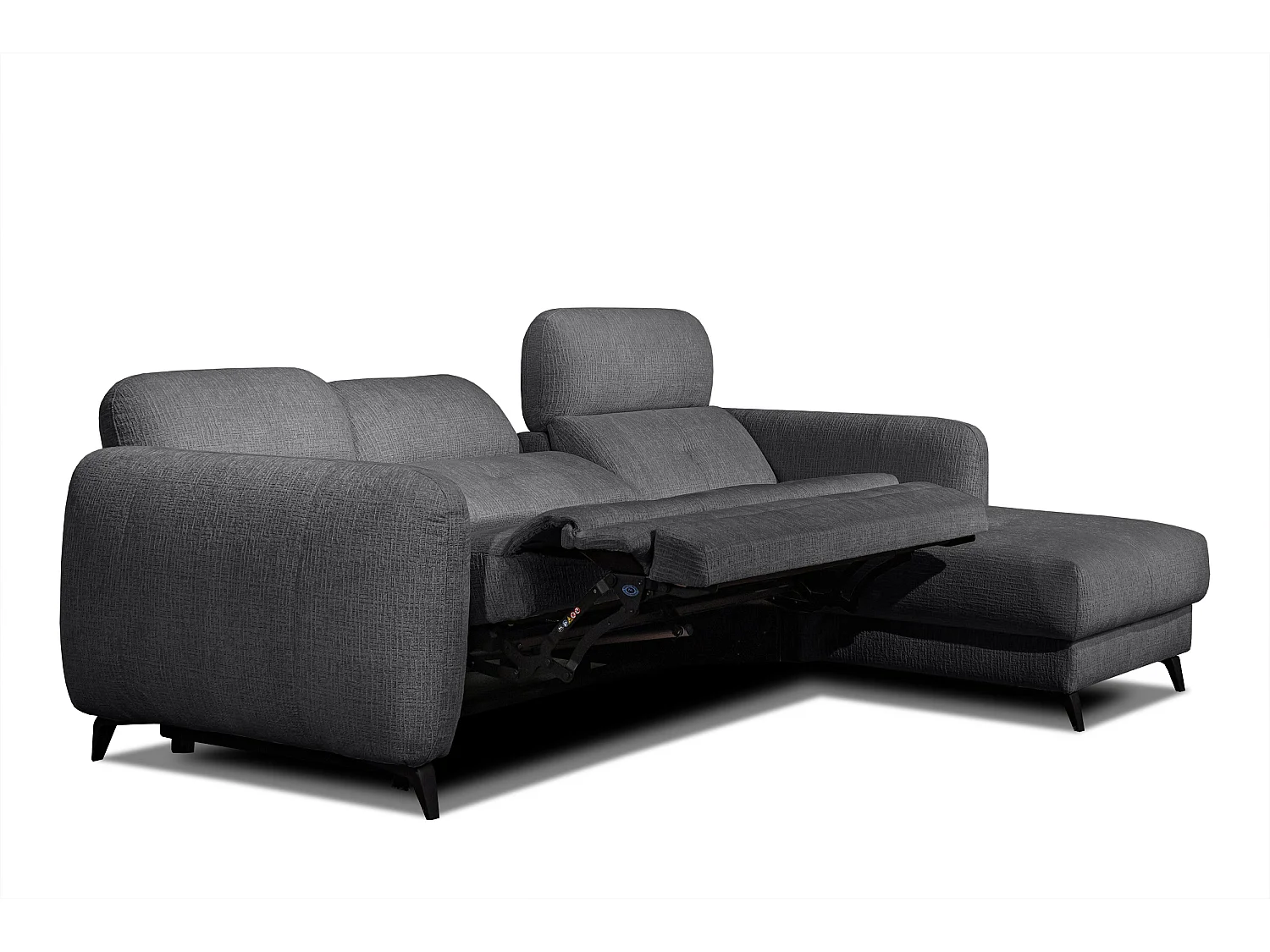 SVEN 3-Sitzer-Ecksofa, 1 Relax XL verstellbare Kopfstützen, dunkelgrau