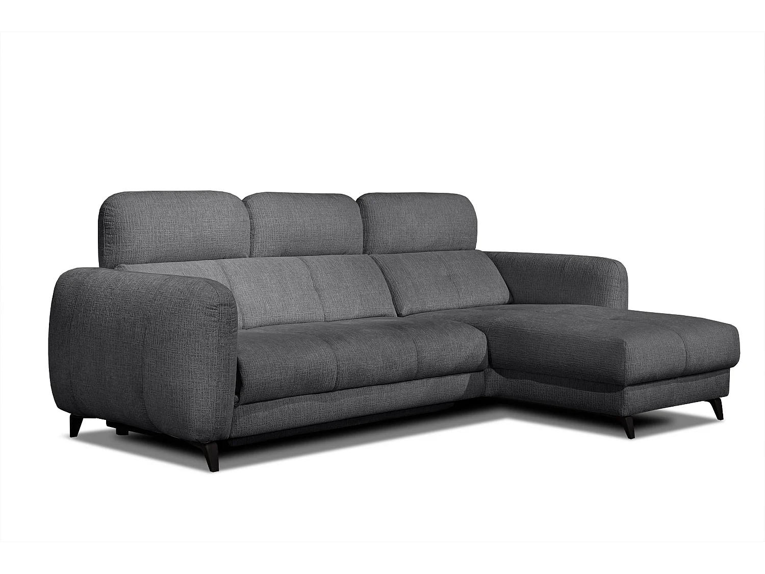 SVEN 3-Sitzer-Ecksofa, 1 Relax XL verstellbare Kopfstützen, dunkelgrau