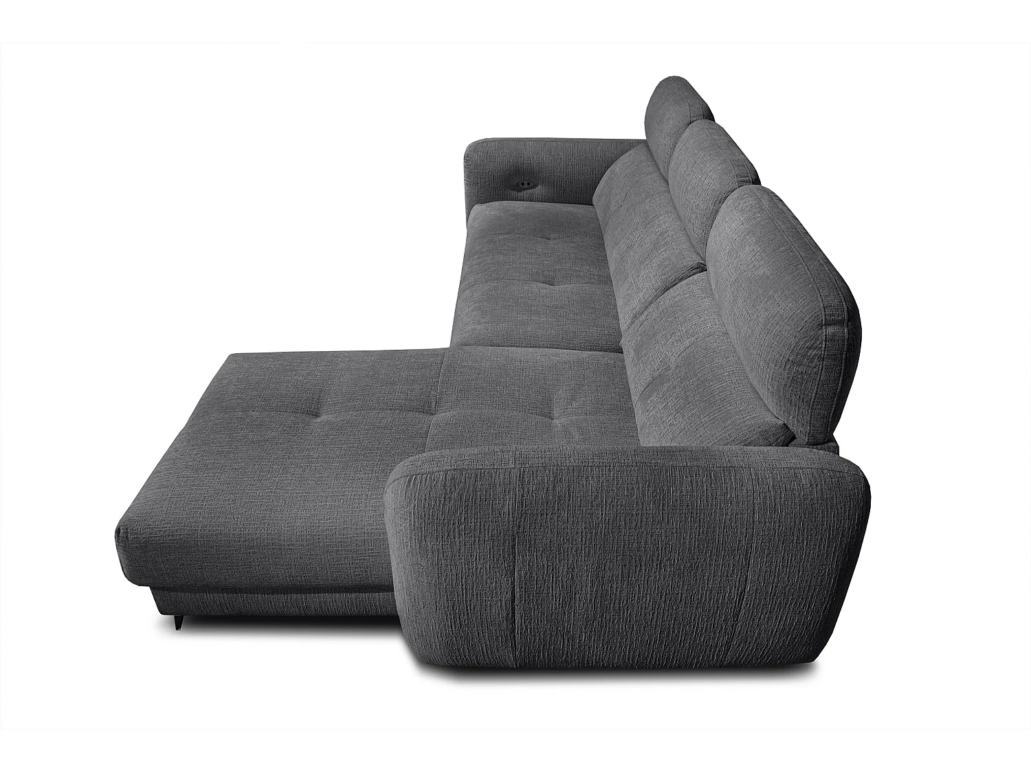 SVEN 3-Sitzer-Ecksofa, 1 Relax XL verstellbare Kopfstützen, dunkelgrau