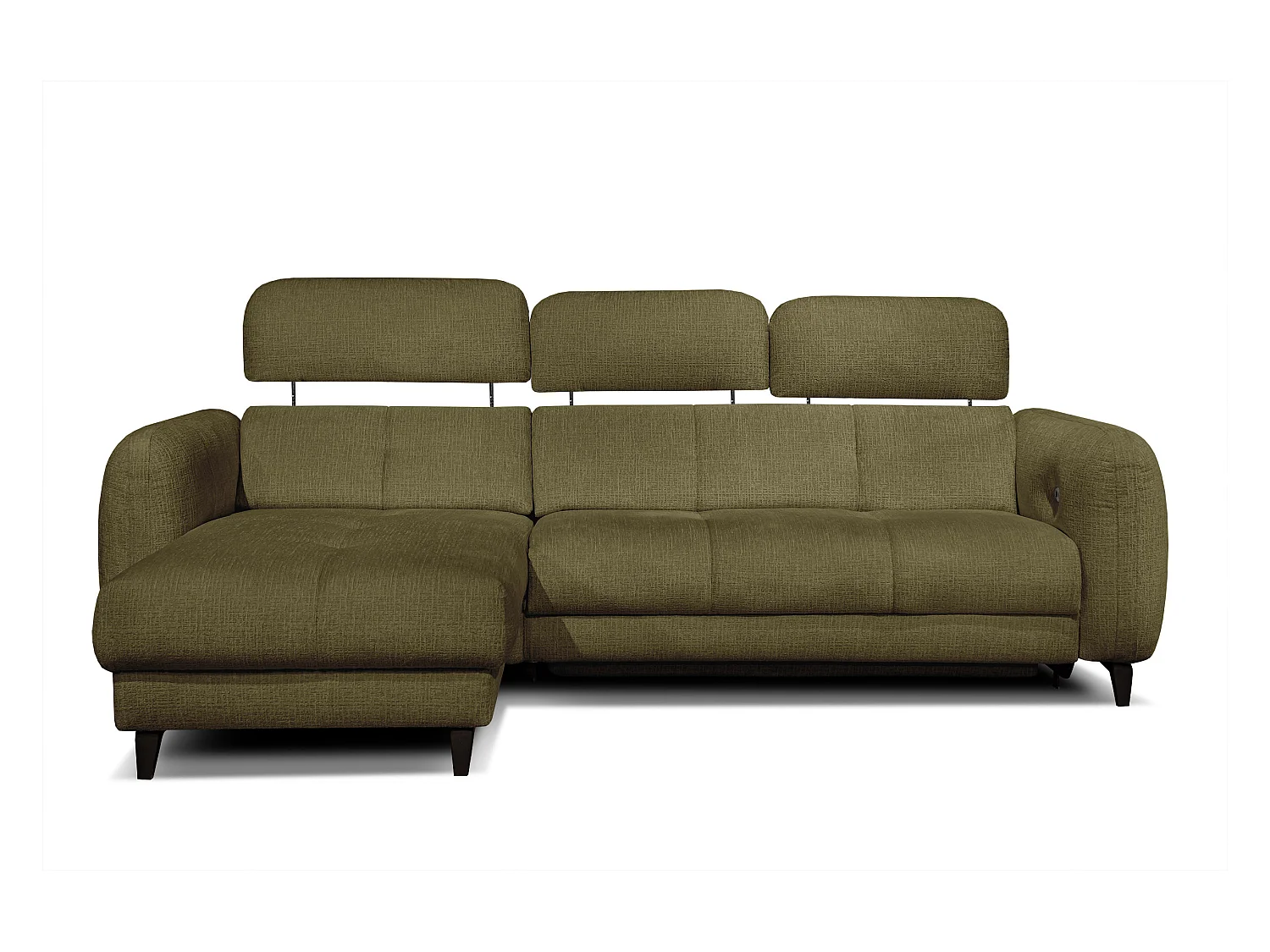SVEN 3-Sitzer-Ecksofa, 1 Relax XL, verstellbare Kopfstützen, olivgrün