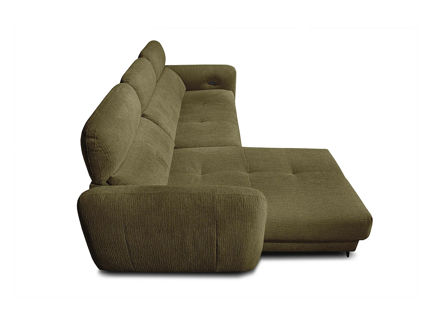 SVEN 3-Sitzer-Ecksofa, 1 Relax XL, verstellbare Kopfstützen, olivgrün