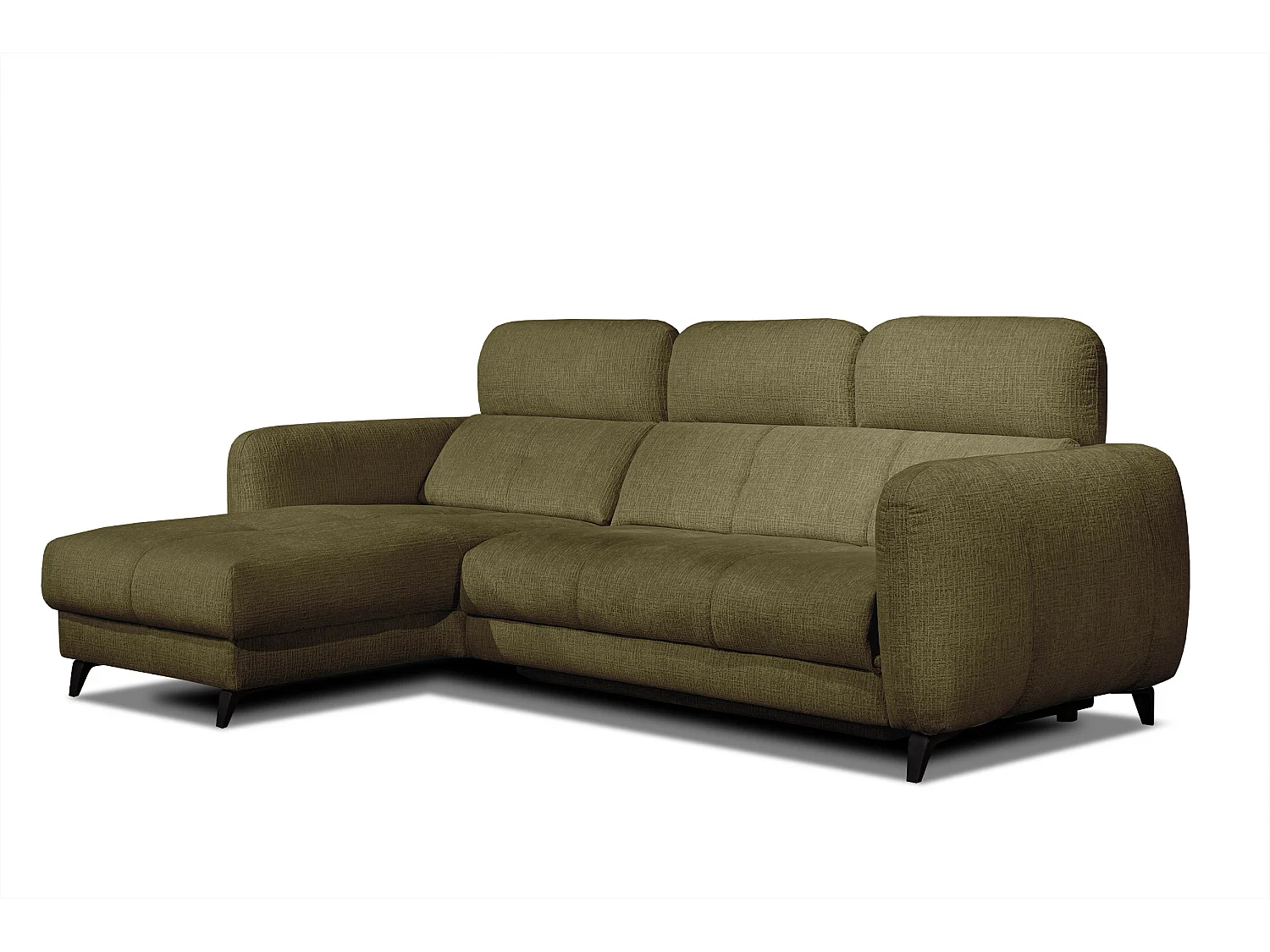 SVEN 3-Sitzer-Ecksofa, 1 Relax XL, verstellbare Kopfstützen, olivgrün