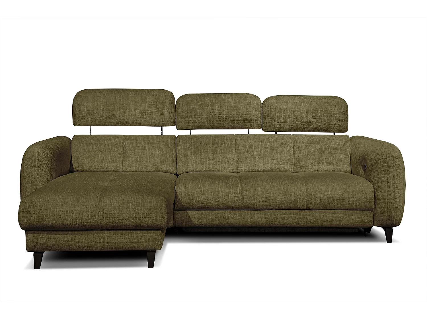 SVEN 3-Sitzer-Ecksofa, 1 Relax XL, verstellbare Kopfstützen, olivgrün