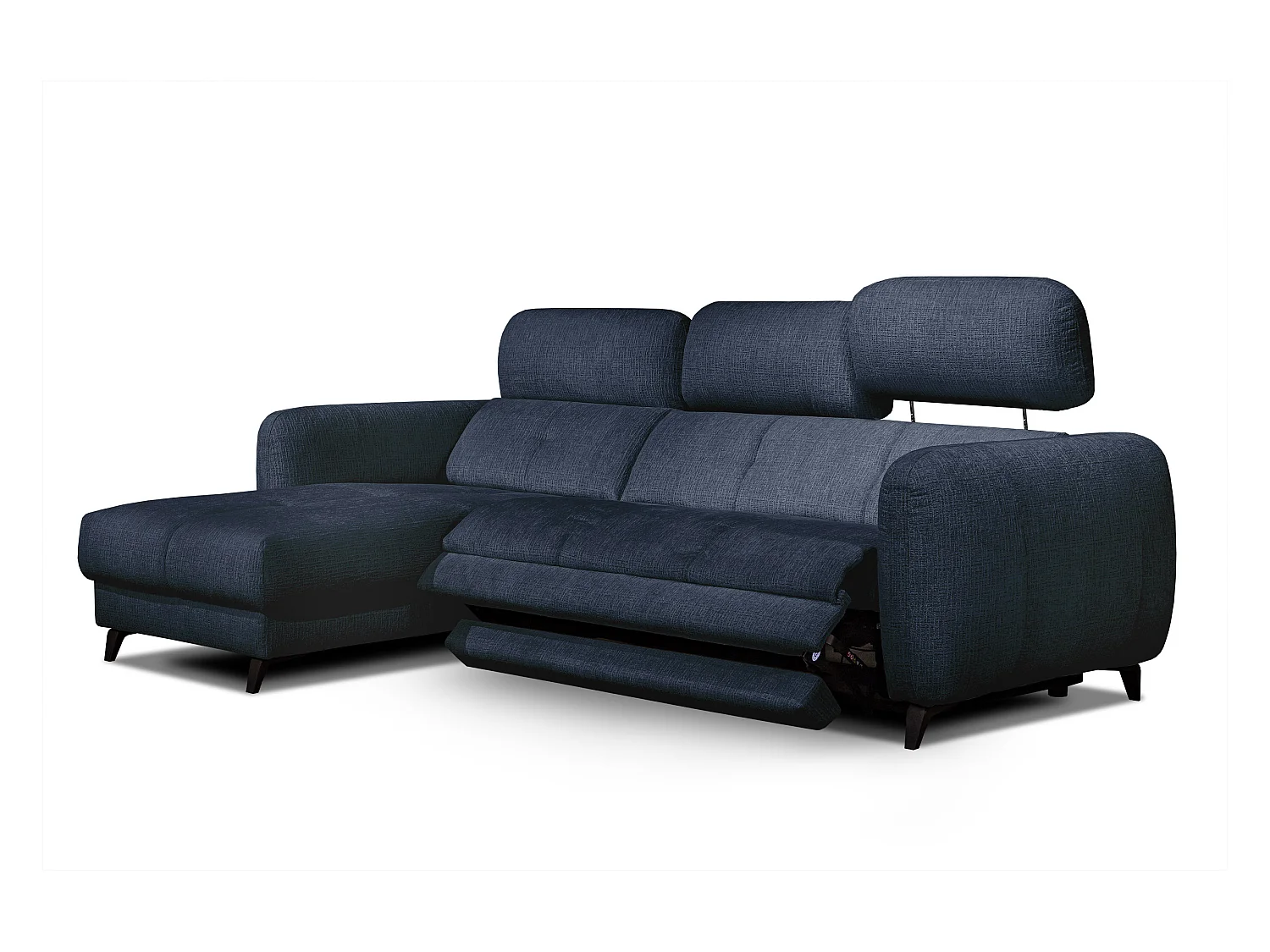 SVEN 3-Sitzer-Ecksofa, 1 Relax XL, verstellbare Kopfstützen, navy blue