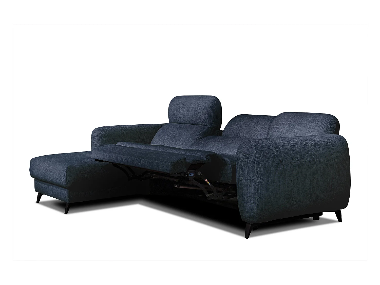 SVEN 3-Sitzer-Ecksofa, 1 Relax XL, verstellbare Kopfstützen, navy blue