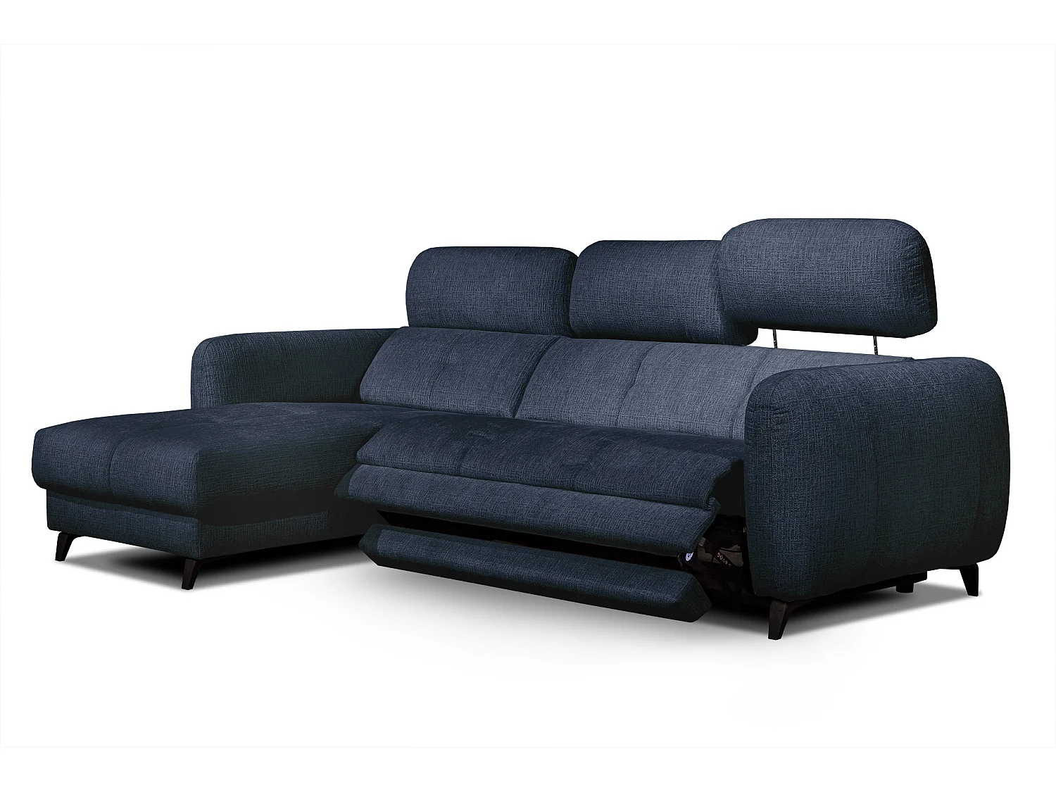 SVEN 3-Sitzer-Ecksofa, 1 Relax XL, verstellbare Kopfstützen, navy blue