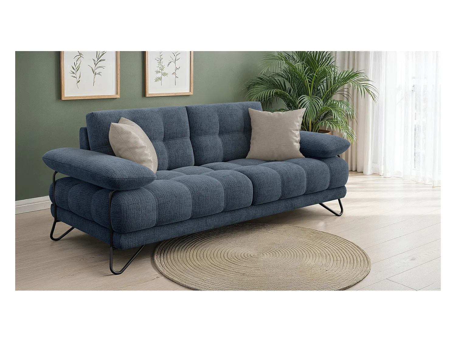 CANAPE BUBBARA 2,5 places, bleu marine