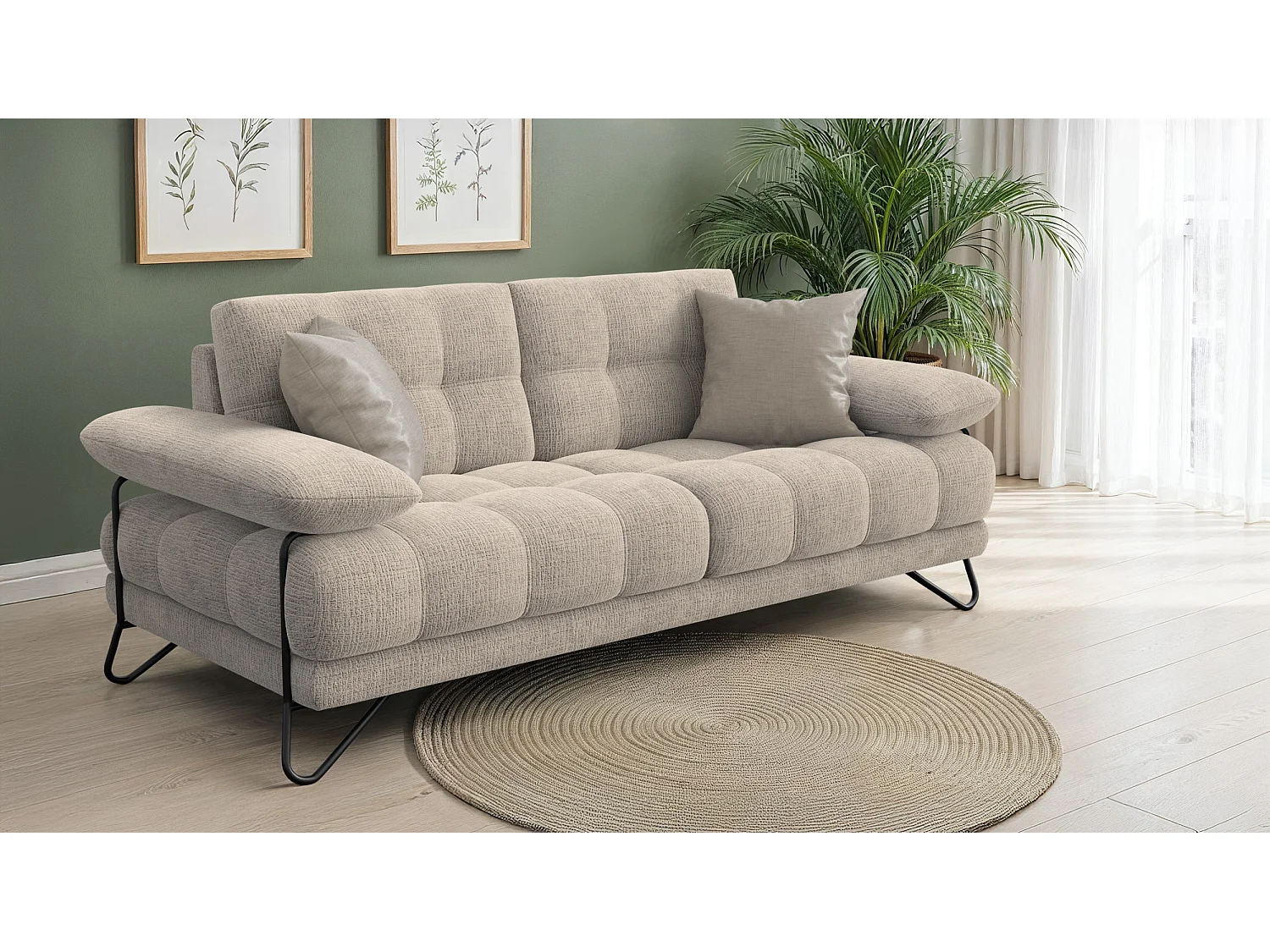 CANAPE BUBBARA 2,5 places, beige