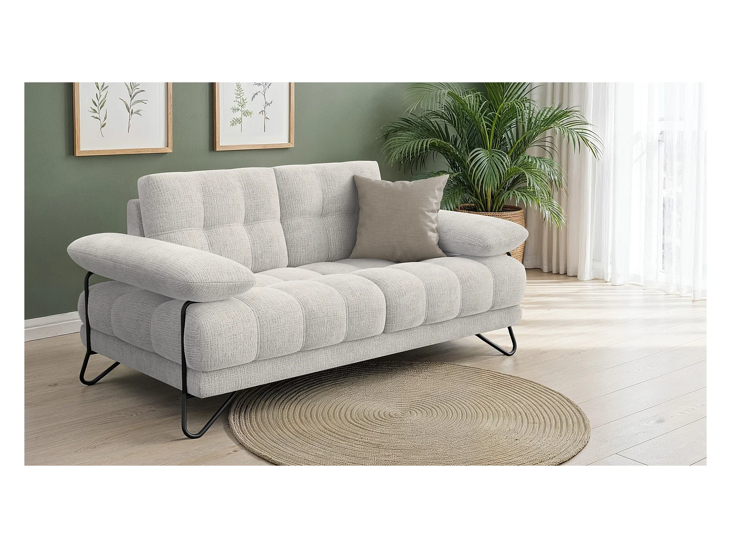 CANAPE BUBBARA 2 places, crème