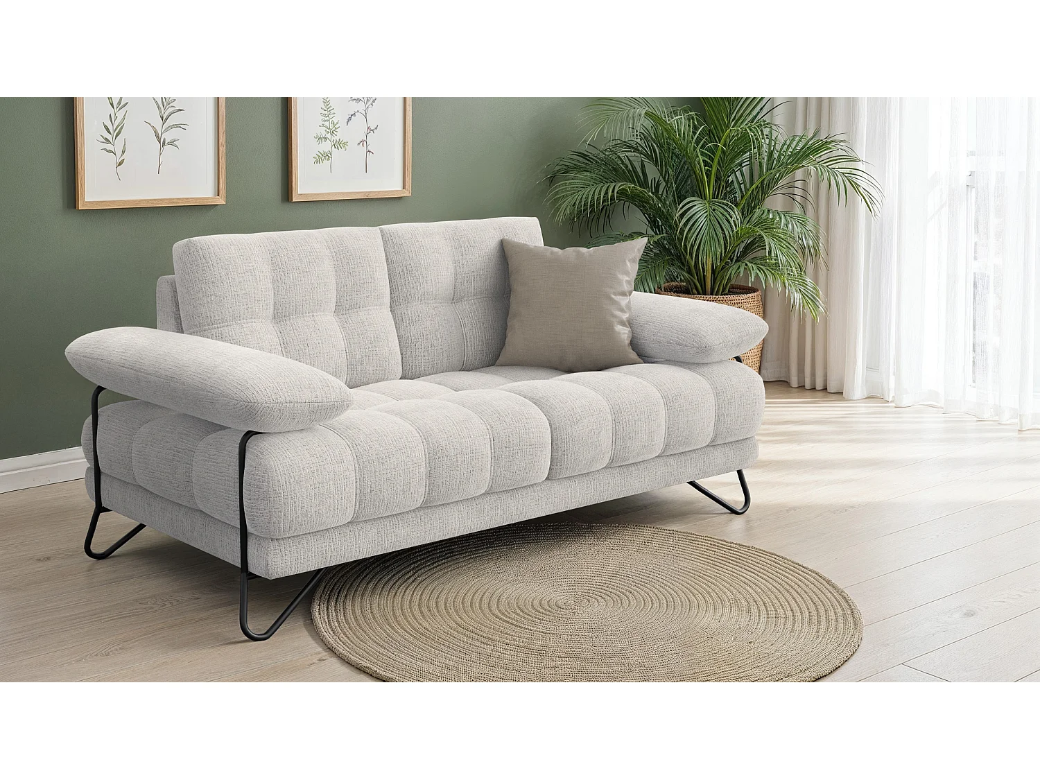 BUBBARA 2-Sitzer-Sofa, creme