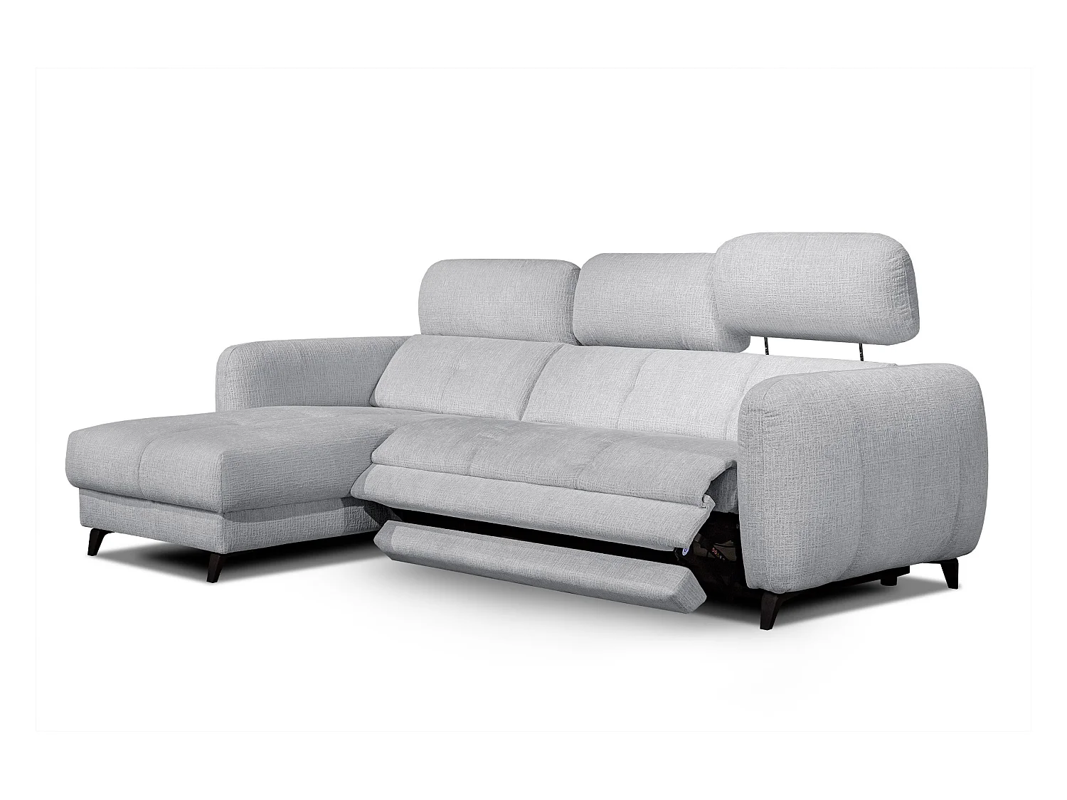 SVEN 3-Sitzer-Ecksofa, 1 Relax XL, verstellbare Kopfstützen, hellgrau