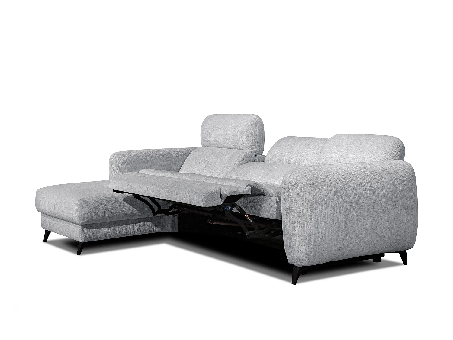 SVEN 3-Sitzer-Ecksofa, 1 Relax XL, verstellbare Kopfstützen, hellgrau