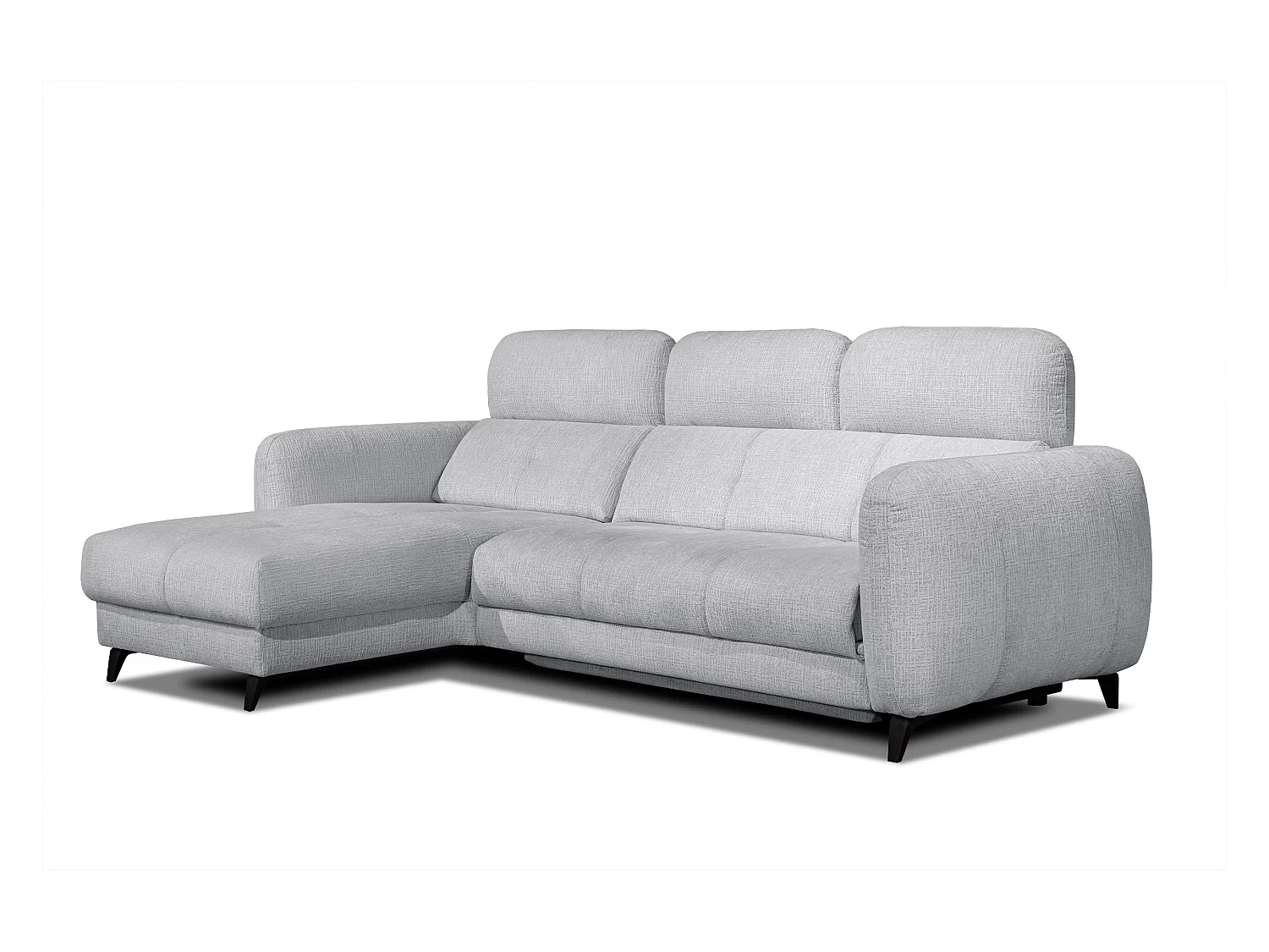SVEN 3-Sitzer-Ecksofa, 1 Relax XL, verstellbare Kopfstützen, hellgrau