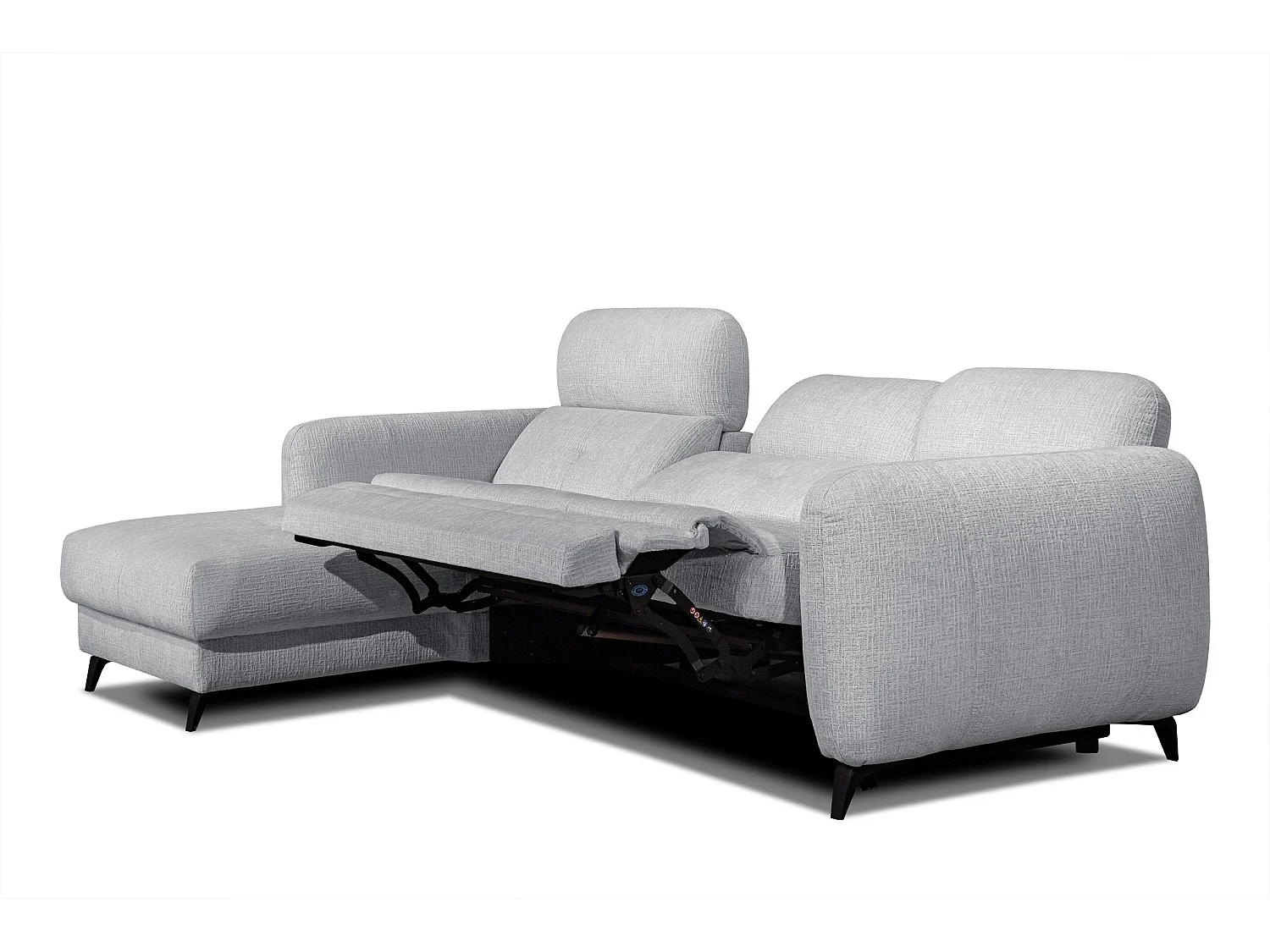 SVEN 3-Sitzer-Ecksofa, 1 Relax XL, verstellbare Kopfstützen, hellgrau