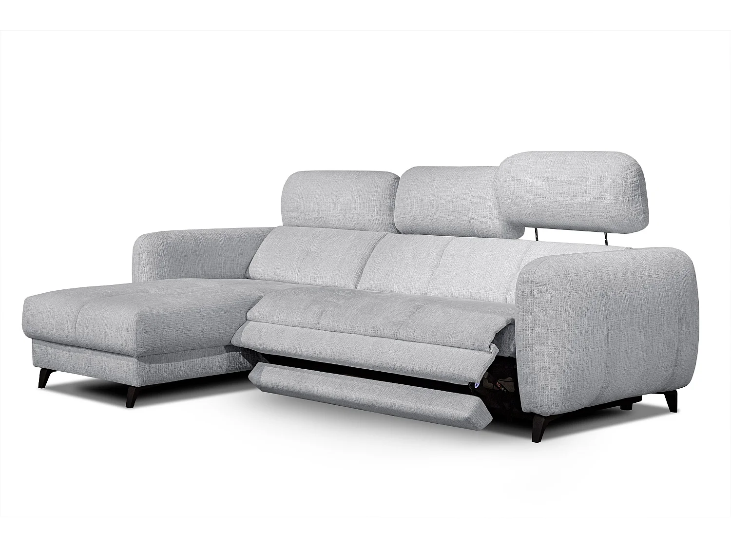 SVEN 3-Sitzer-Ecksofa, 1 Relax XL, verstellbare Kopfstützen, hellgrau