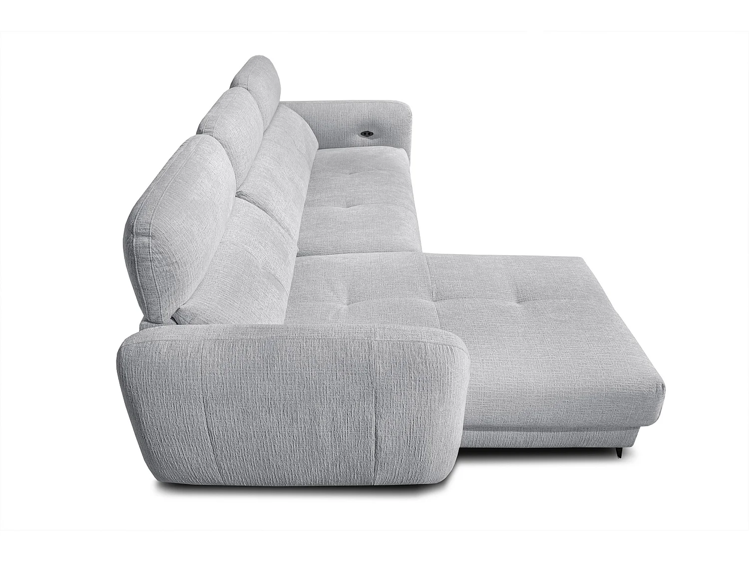 SVEN 3-Sitzer-Ecksofa, 1 Relax XL, verstellbare Kopfstützen, hellgrau