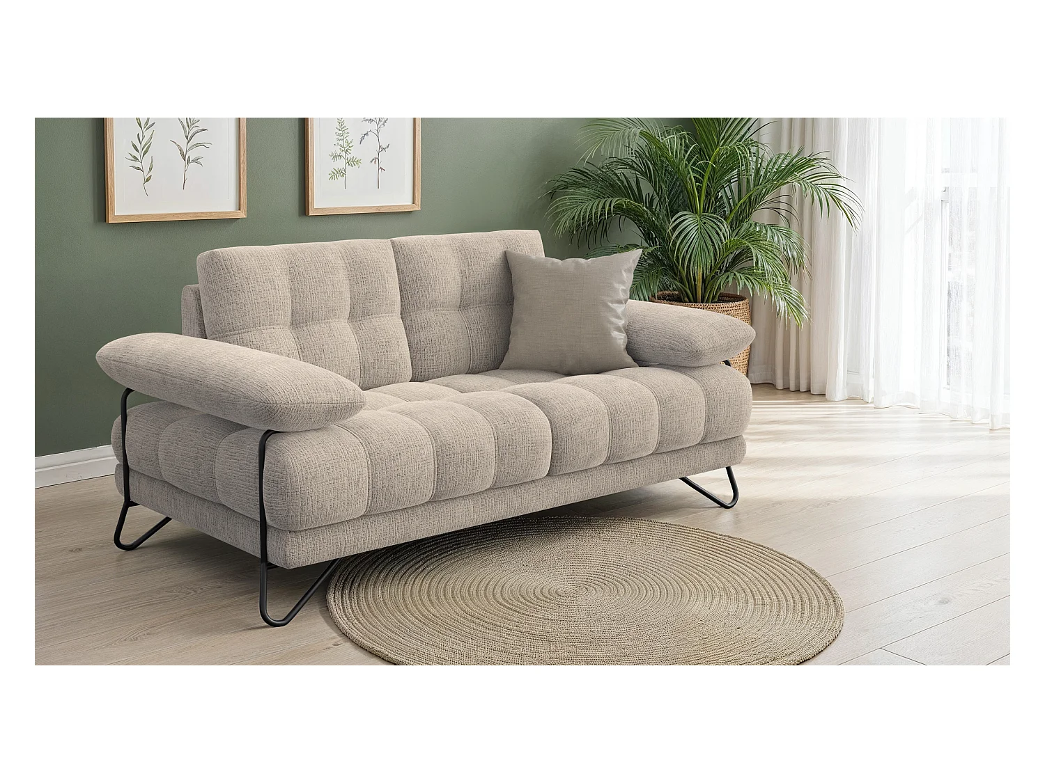 CANAPE BUBBARA 2 places, beige