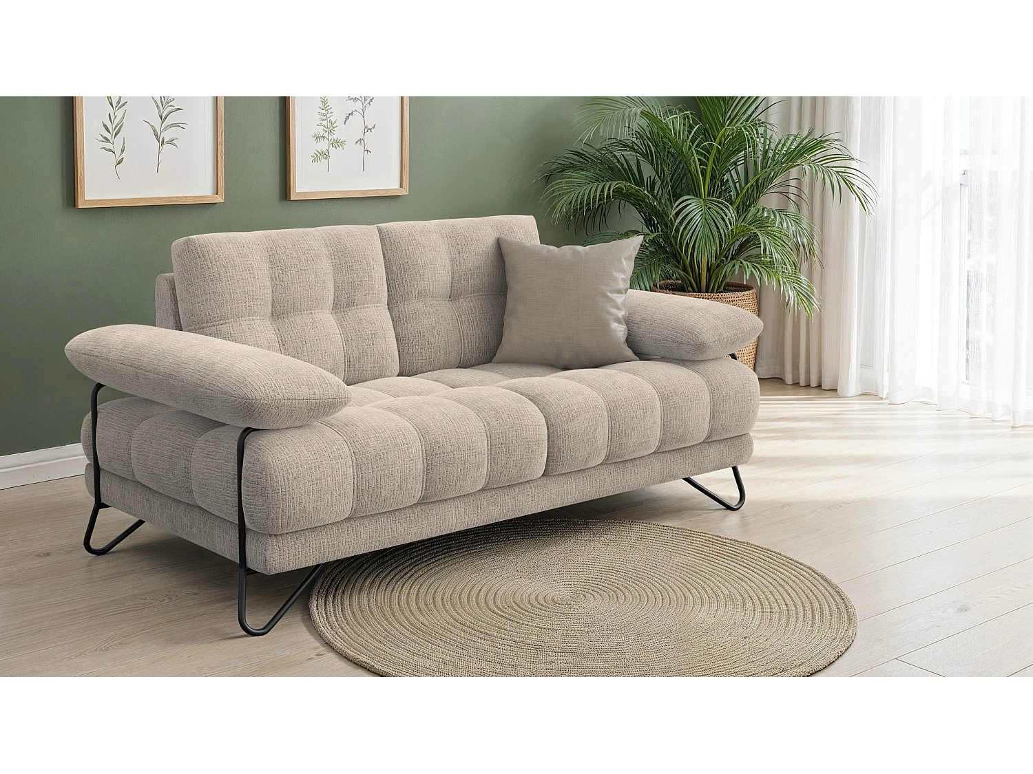 BUBBARA 2-Sitzer-Sofa, beige