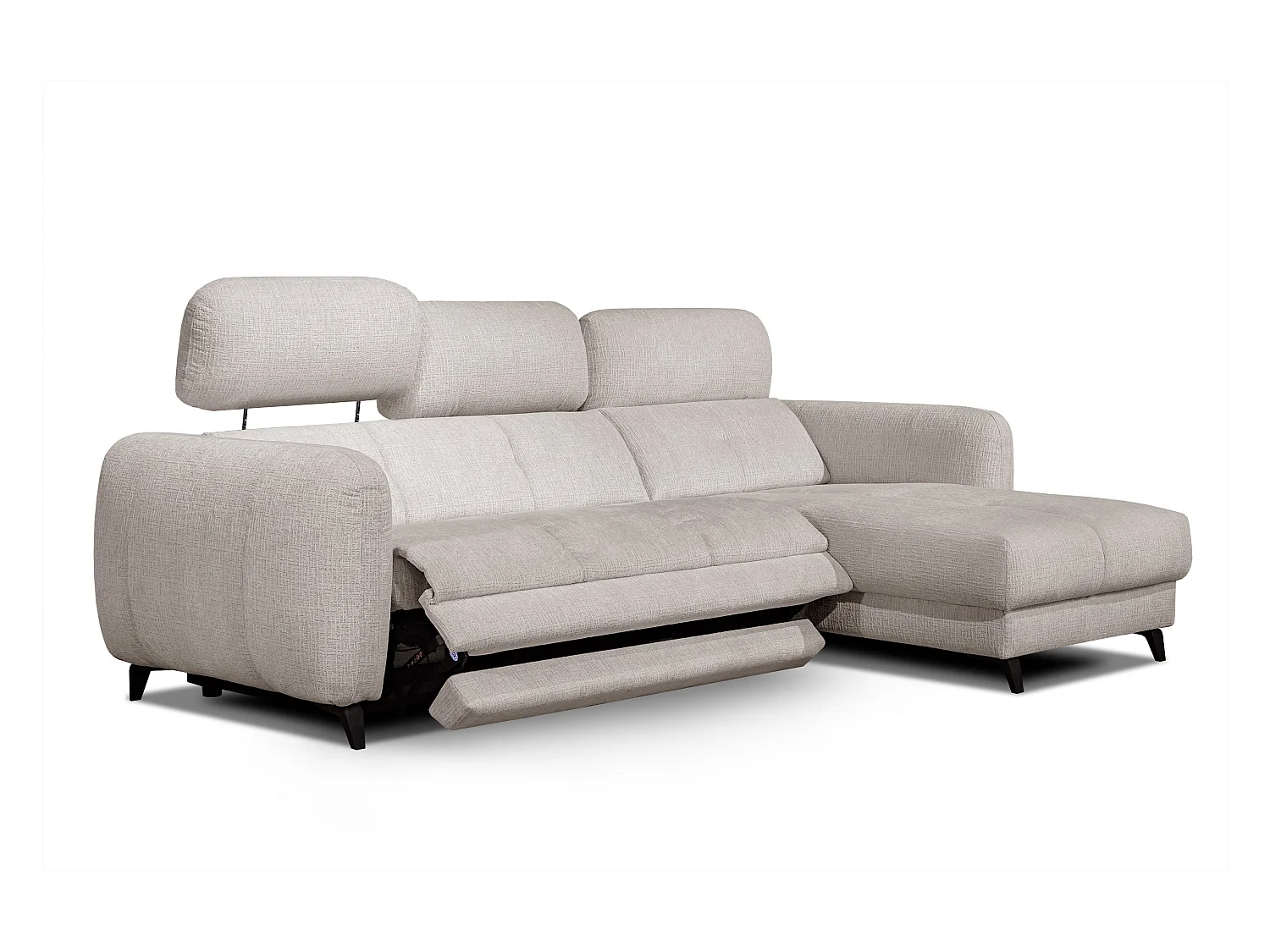 SVEN 3-Sitzer-Ecksofa, 1 Relax XL verstellbare Kopfstützen, creme