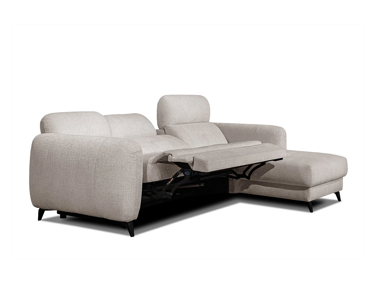 SVEN 3-Sitzer-Ecksofa, 1 Relax XL verstellbare Kopfstützen, creme