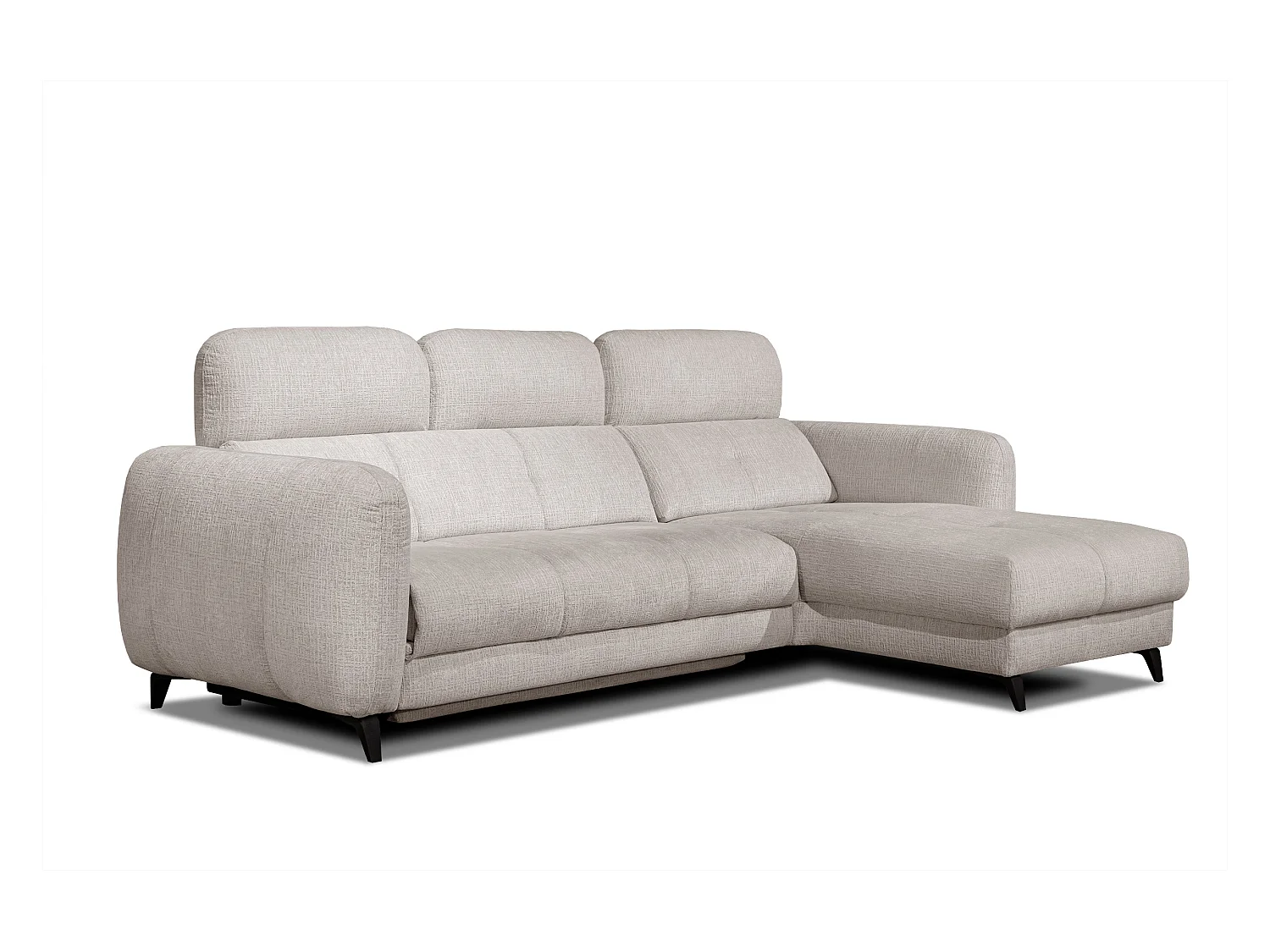 SVEN 3-Sitzer-Ecksofa, 1 Relax XL verstellbare Kopfstützen, creme